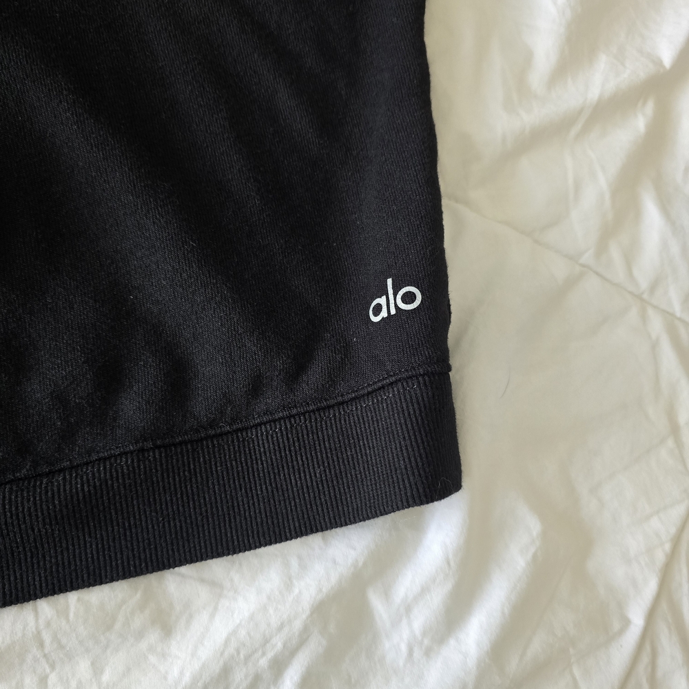 Alo Black Short Sleeve Hoodie - Picture 5 of 7